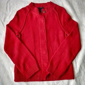 Calvin Klein Red Knit Cardigan Small